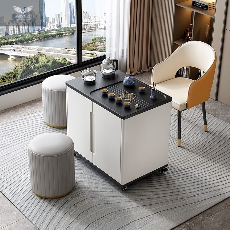 Sofá de sala de estar mesa de té lujoso luz balcón mesa de té móvil pequeño té doméstico pequeño carro de té mesa de té