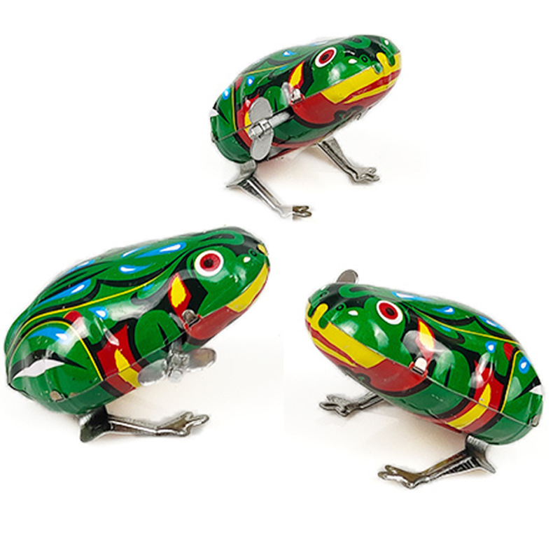 铁皮青蛙怀旧发条玩具上链铁皮青蛙推广夜市地推地摊儿童玩具批发