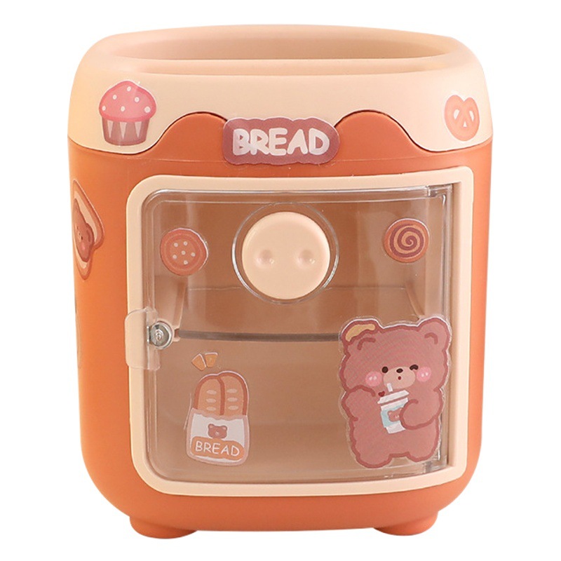 Lindo cerdo de dibujos animados titular de la pluma de gran capacidad de clasificación de almacenamiento compartimiento estudiante pluma caja de Oficina titular de la pluma al por mayor