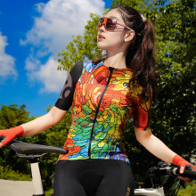 思帕客夏季女子短袖短裤骑行套装透气速干修身舒适山地公路车套装