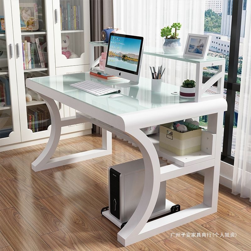 Computer Desk Modern Simple Desktop Tempered Glass Home Student Study Desk Writing Desk Simple Desk E-Sports Table