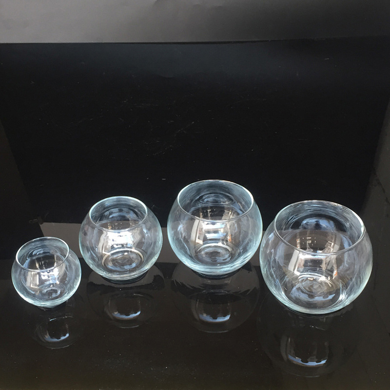厂家批发透明玻璃创意小型迷你小鱼缸龟缸金鱼缸 圆球水培花瓶