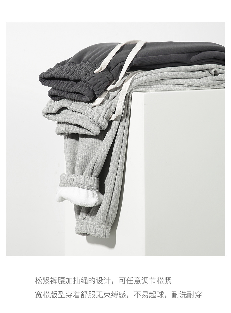 登爵男装摇粒绒400g重磅卫裤2023秋冬新款宽松加绒卫裤男