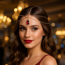 跨境爆款多层水滴发链新娘婚礼民族风水钻发饰性感头饰hair chain