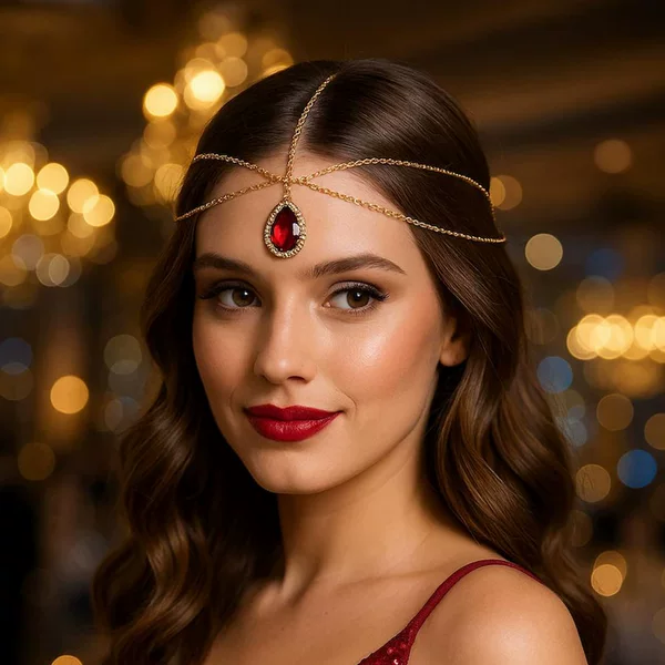 Cross-border Explosions Multi-layer Water Drop Hair Chain Bridal Wedding Ethnic Style Rhinestone Hair Accessories Sexy Headwear hair chain