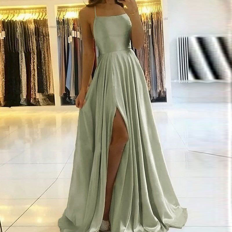 Comercio exterior europeo y americano Amazon AliExpress deseo vestido de noche de las mujeres sexy Correa split simple vestido largo