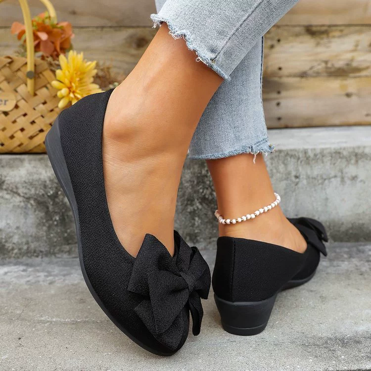 Comfortable non-slip shoes with bow, plus size, soft sole, 2024 years