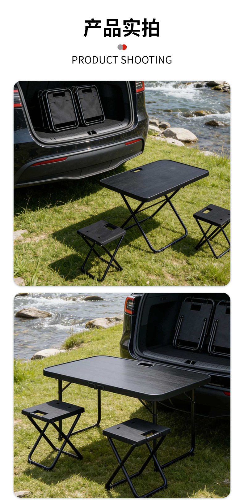 Suitable for Tesla Model 3/Y Trunk Table Board, Hidden In-Car Camping Picnic Folding Table and Chair Small Table Board