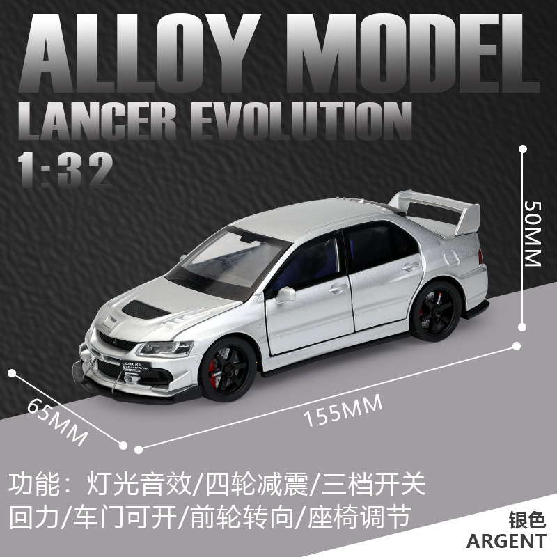 Modelo de Coche de Carreras Mitsubishi EVO de Aleación 1:32 con Base