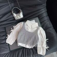 【针织衫两件套】纯色女童秋冬季套装百搭时尚休闲中小童母子女孩