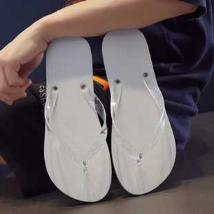 New Summer Solid Color Flip-Flops Distinctive Outdoor Beach Fashionable Korean-style Non-slip Men's Sandals and Slippers