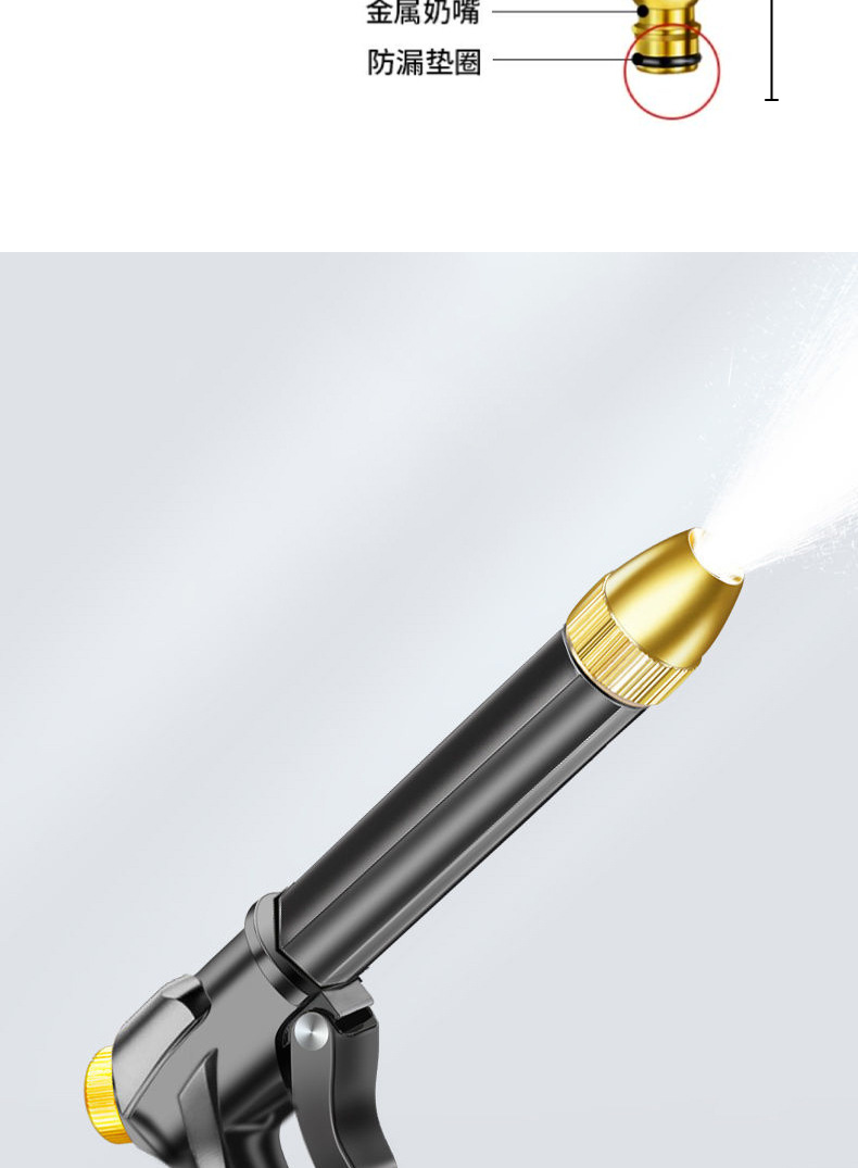 Super Powerful Pressure Washing Nozzle for Home Use, Pressurized Cleaning, Connects to Tap Water, All-Metal High-Pressure Car Wash Water Gun