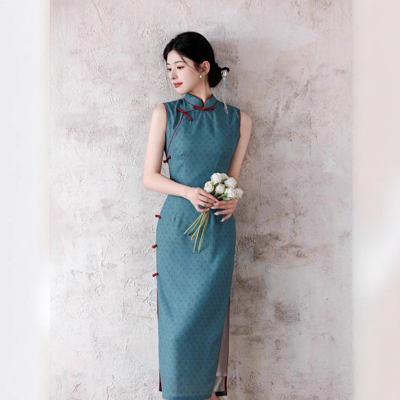 New Chinese Style National Style Improved Cheongsam Dress Retro Slim-fit Elegant Girly dress suit Dress High-end