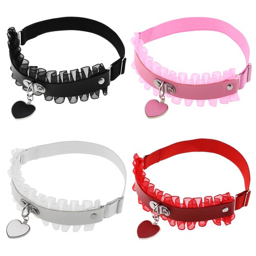 Cross-border soft girl peach heart love-shaped pendant garter belt sexy lace wavy PU leather thigh ring garter belt