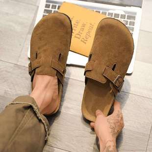 Birkenstock Half Slippers Men's Summer Outer Wear Hollow Breathable Slip-On Toe Sandals Men's Office Sandals