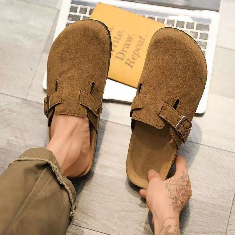 Мужские летние полусандалии, дышащие, с открытым носком, на плоской подошве, для офиса