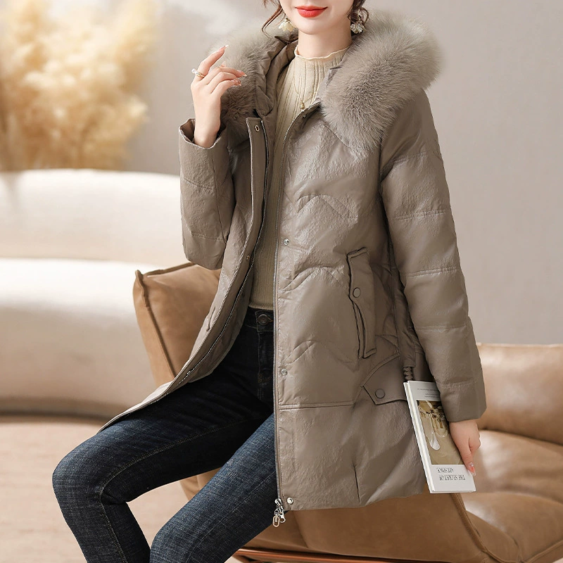 Темперамент мамы с лисой меховым воротником с капюшоном