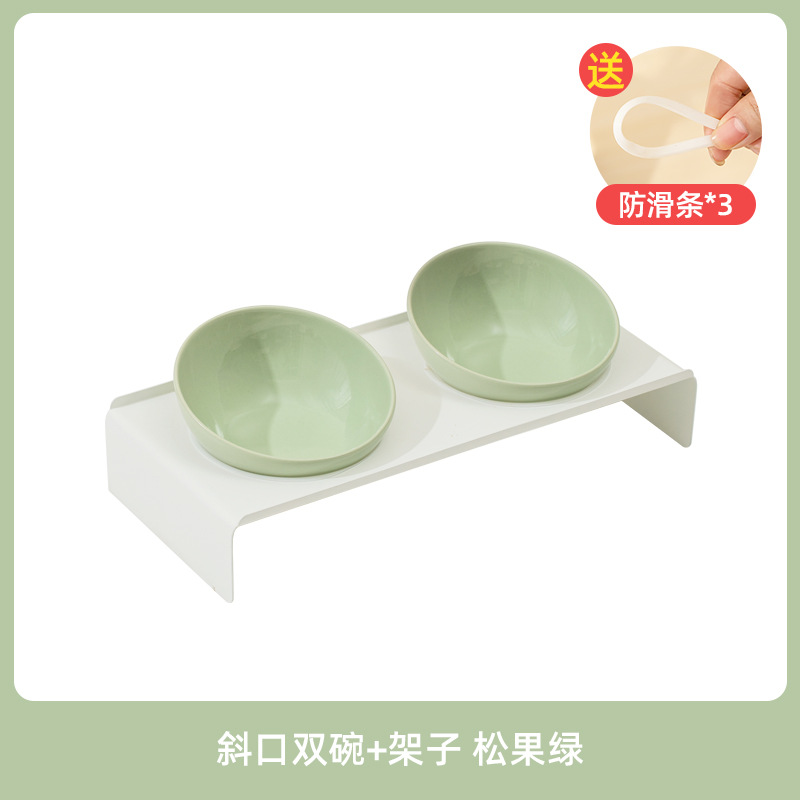 Tazón biselado de cerámica tazón de gato para mascotas tazón de gato tazón de perro tazón de bebida tazón de comida doble tazón antidetonantes protección del cuello