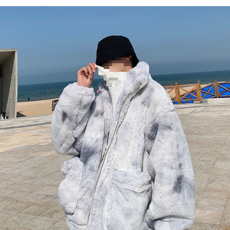INS 트렌디 한 브랜드 양고기 양털 넥타이-염료 재킷 플러스 사이즈 따뜻한 두꺼운 면-패딩 코트 한국식 면화-패딩 코트