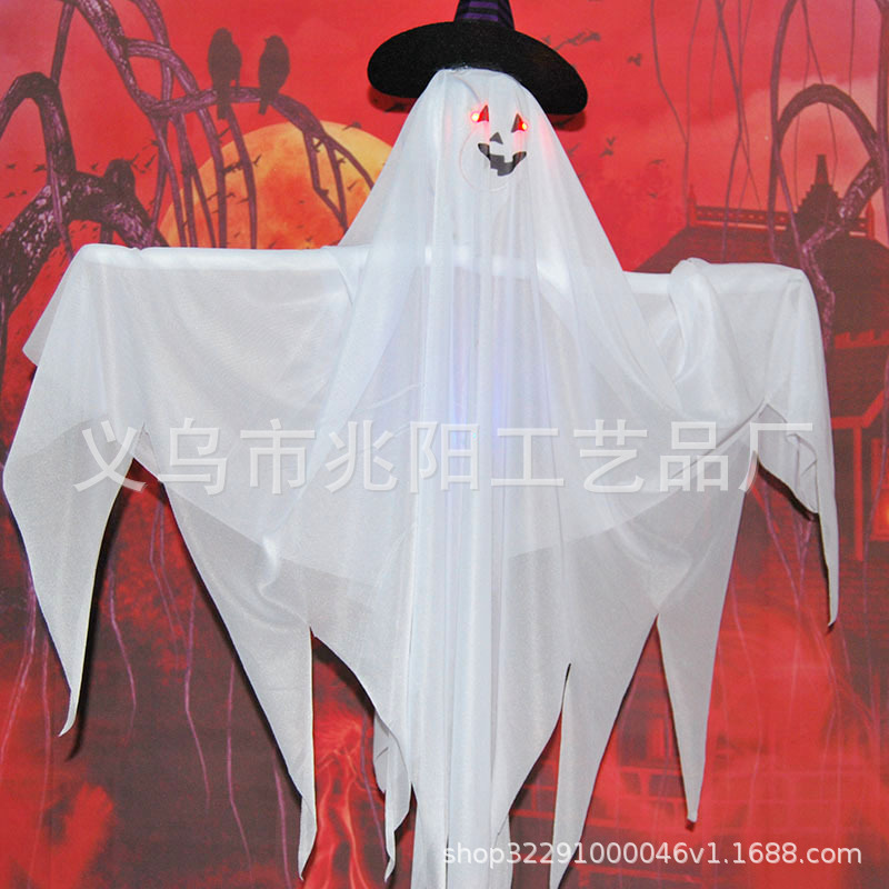 Amazon popular Halloween fantasma colgante casa embrujada atmósfera accesorios decoración fantasma Festival horror luminoso encapuchado fantasma colgante