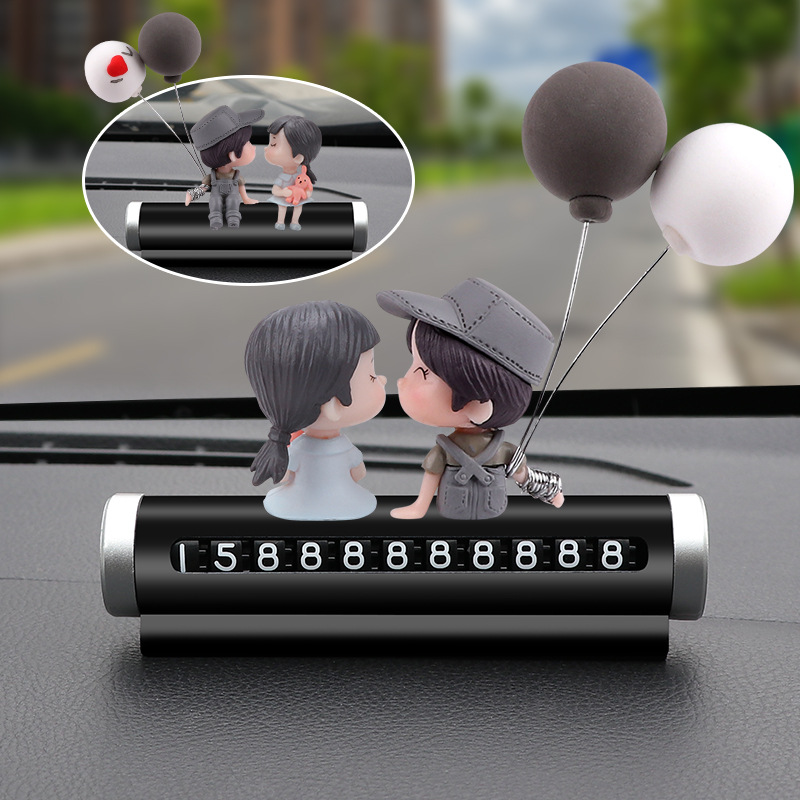 Matrículas de estacionamiento temporal de automóviles, decoraciones interiores de automóviles, personalidad linda, suministros creativos para automóviles, placas de teléfono de automóviles móviles