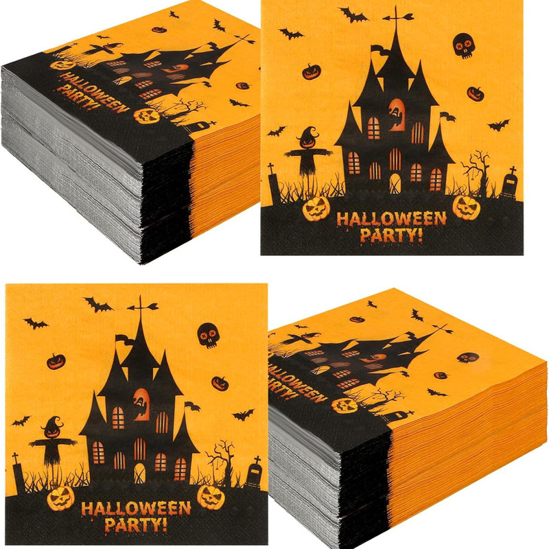 Disposable Gold and Black Castle Decorative Dinner Napkins Guest Tissues for Bathroom Halloween Birthday Party Disposable Gold and Black Castle Decorative Dinner Napkins Guest Tissues for Bathroom Halloween Birthday Party
