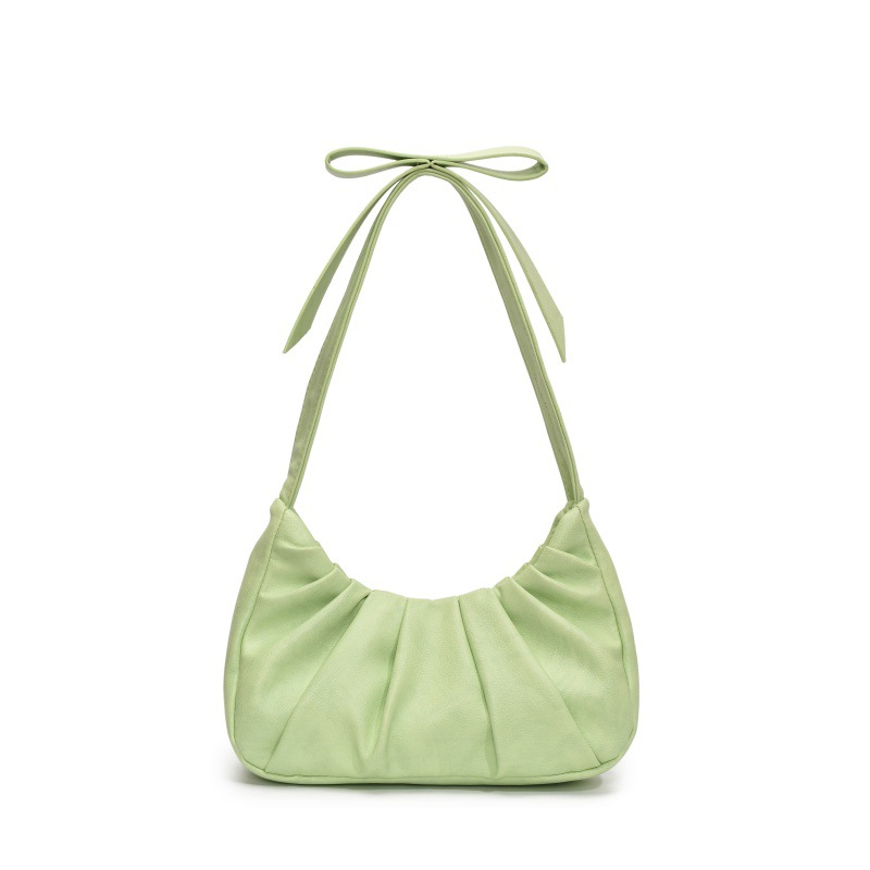 Bolso de axila popular de este año 2025 primavera y verano nuevo bolso femenino lindo bolso de lazo bolso de hombro plisado de moda