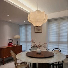 日式侘寂風蠶絲吊燈客廳臥室餐廳民宿現代簡約網紅創意奶油房間燈