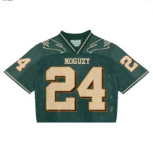 欧美跨境T恤短袖速干宽松型男式热款印花V领球服