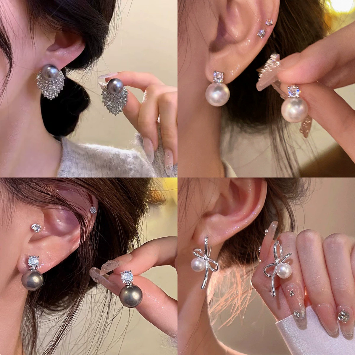 Заушные серьги из жемчуга, мушковая бусинка, серьги без прокола, французский стиль, легкая роскошь, стиль высокого качества