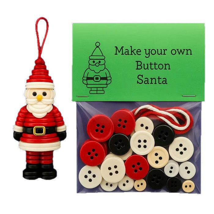 跨境爆款 DIY Button Snowman Ornament Kit DIY纽扣雪人装饰套件|undefined