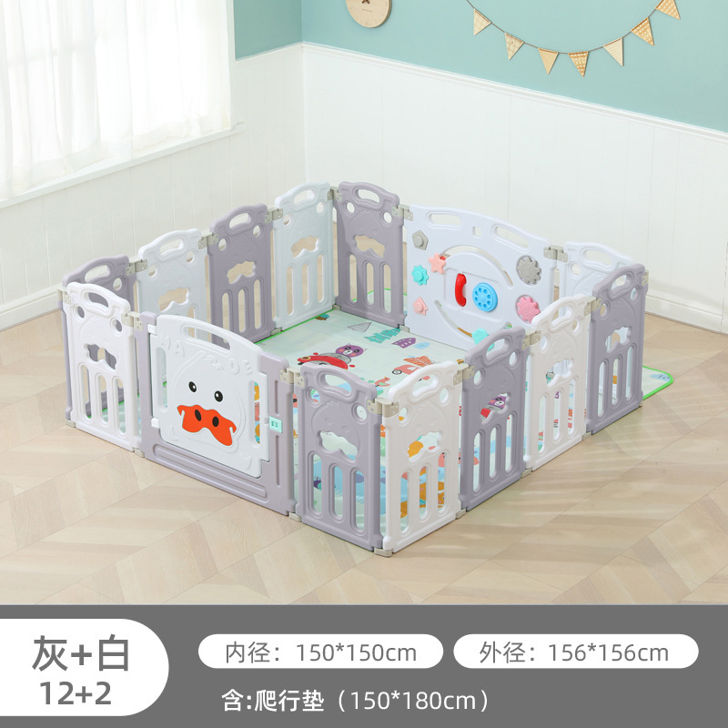 Gray and white 12+2+ crawling mat