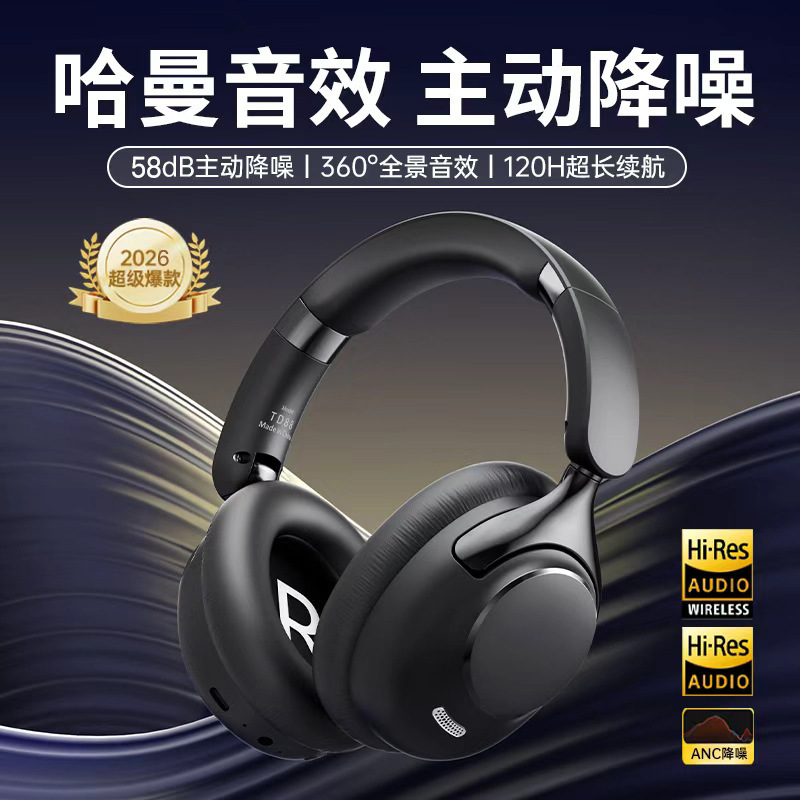 [Anc Active Noise Reduction] Private Model New Bluetooth Headset Head-Mounted Long Battery Noise Reduction Neutral for Mobile Phones and Computers