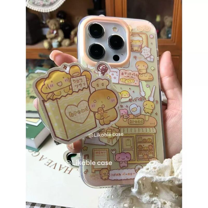 Guzao Toasted Bread Baking Shop Magnetic Bracket for iPhone16promax Apple 14 Mobile Phone Case for 15 Women