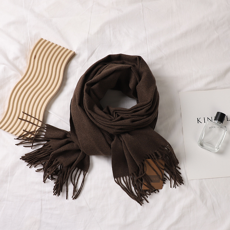 Einfarbiger Damen-Schal mit Widerhaken, 300 Ke Ge Runsi, Kaschmirimitat, einfarbig, verdickter Hals, einfarbig, Herbst und_voghion.com
