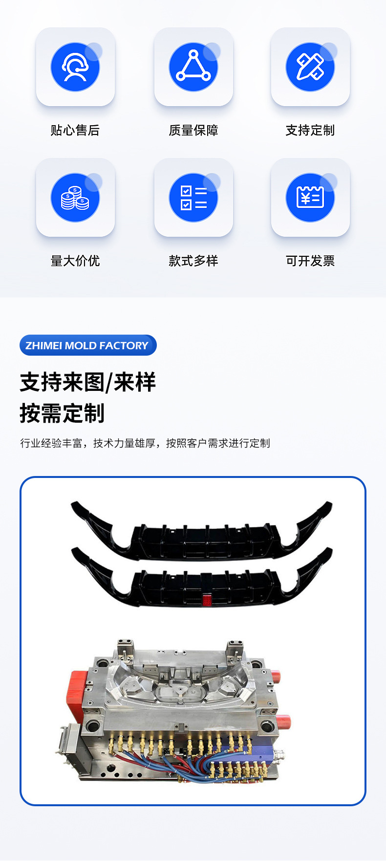 Car Rear Bumper Lip Spoiler Injection Mold Manufacturer Customizes Automotive Pp Plastic Mold Accessories Mold Opening