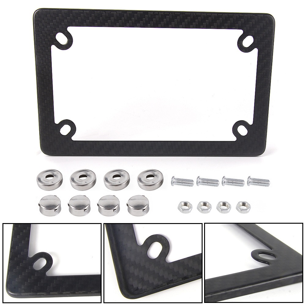 Us Standard 4-Hole Motorcycle License Plate Frame, Matte Dry Carbon License Plate Frame, Us Standard License Plate Holder Modification Accessories