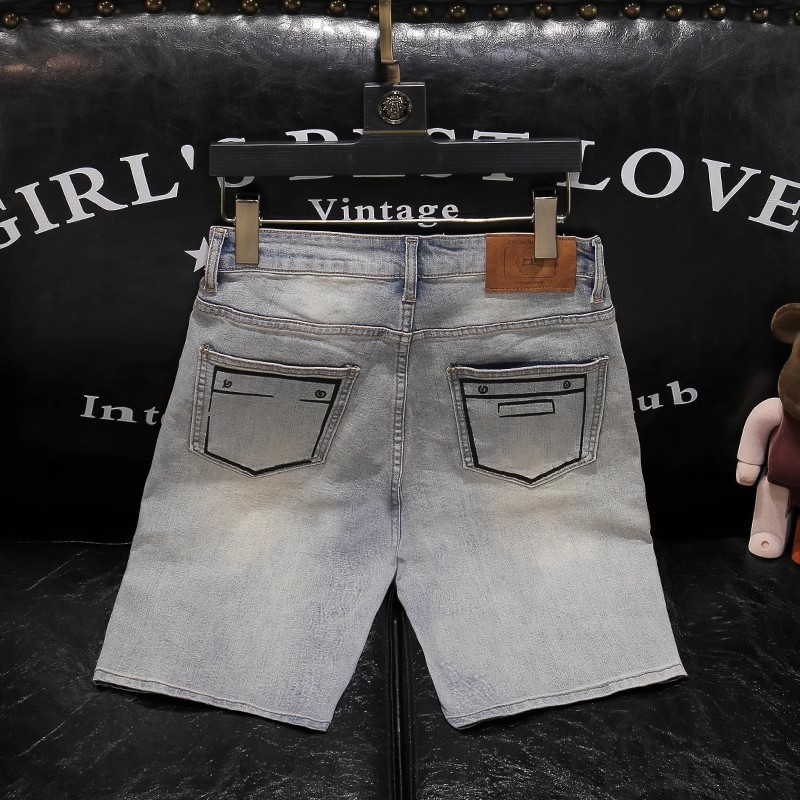 Men's Clothing Ripped Denim Shorts Summer Style Trendy Loose Straight Leg Five Point Pants Mid Length High Street Cool_mkmklike.com