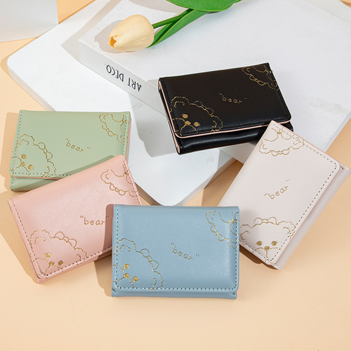 新款时尚韩版短款女士小钱包卡通ins简约多卡位可爱学生零钱卡包