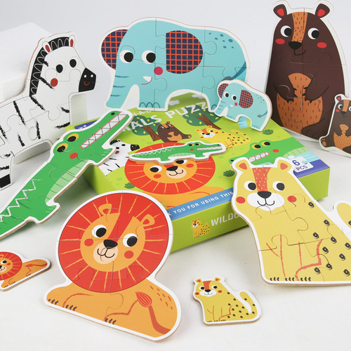 Children's large six-in-one puzzle 0.38 forest ocean animal transportation puzzle puzzle for 3-6 years old