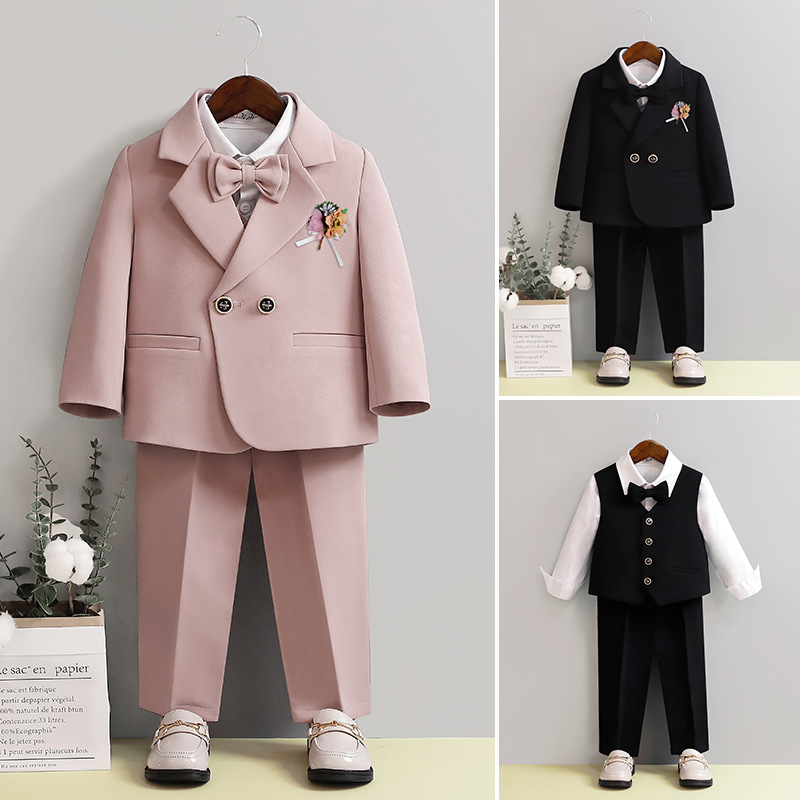 Children's suit suit autumn and winter New boys' British flower girl wedding dress children's birthday one-year-old dress delivery