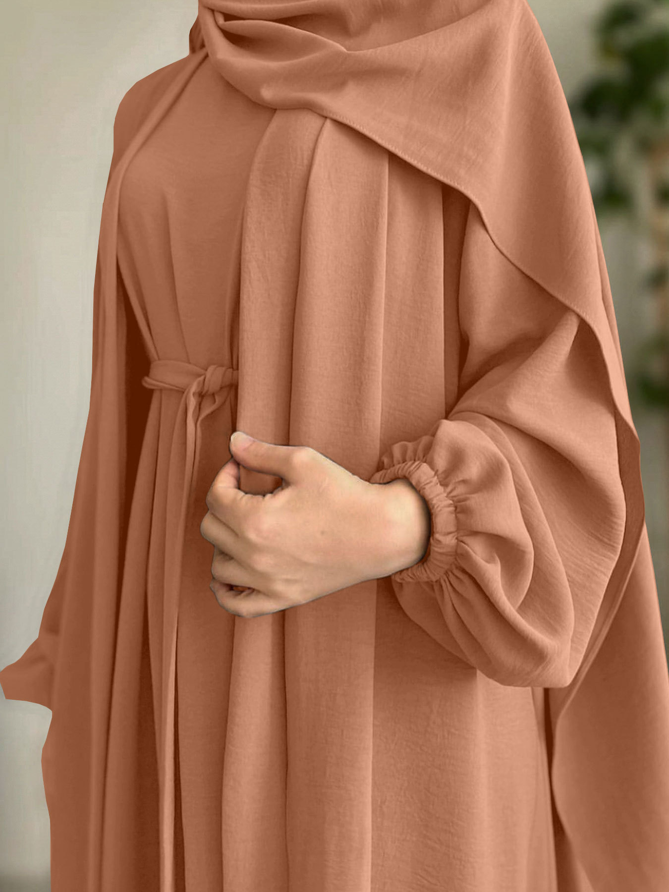 2025 Spring New Arrival Turkey Dubai Solid Color Two-Piece Women's Robe Dress_ecoleips.com