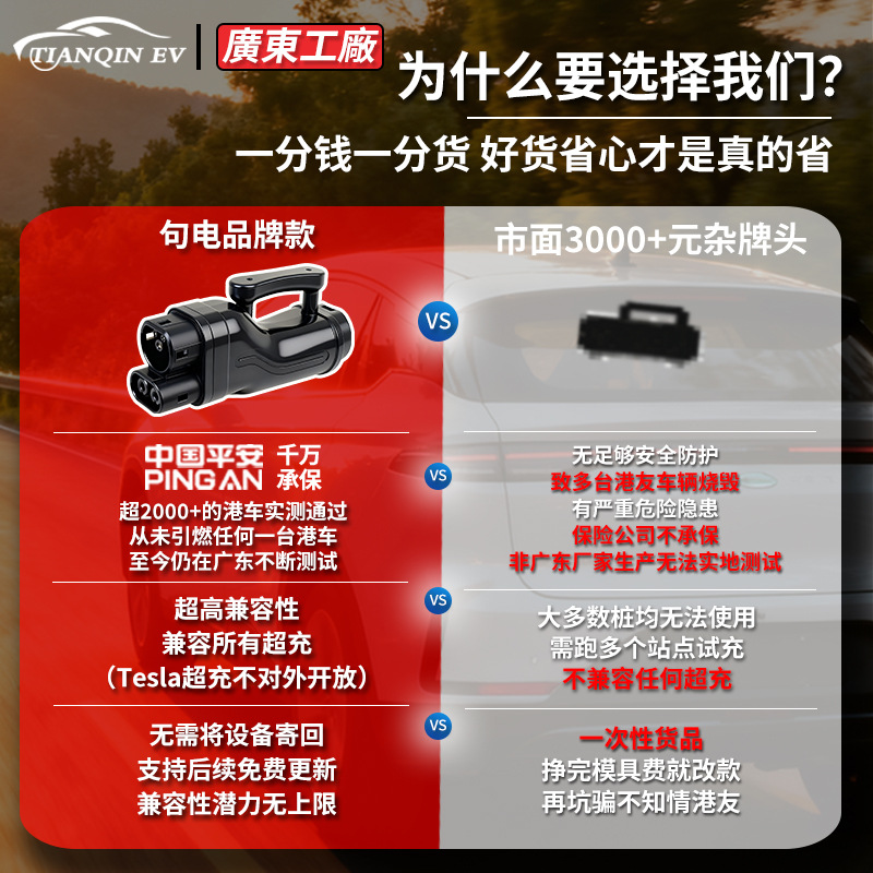 Tianqin Port Vehicle Northbound Direct Current Fast Charging Adapter: New Energy National Standard to European Standard CCS2 Charging Adapter