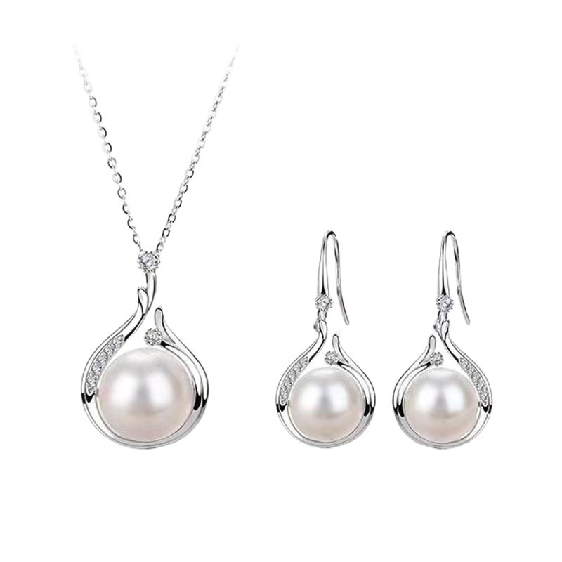 Cross-Border New Style Versatile Imitation Pearl Pendant Necklace and Earrings Set Niche Design Ins Style Jewelry Wholesale
