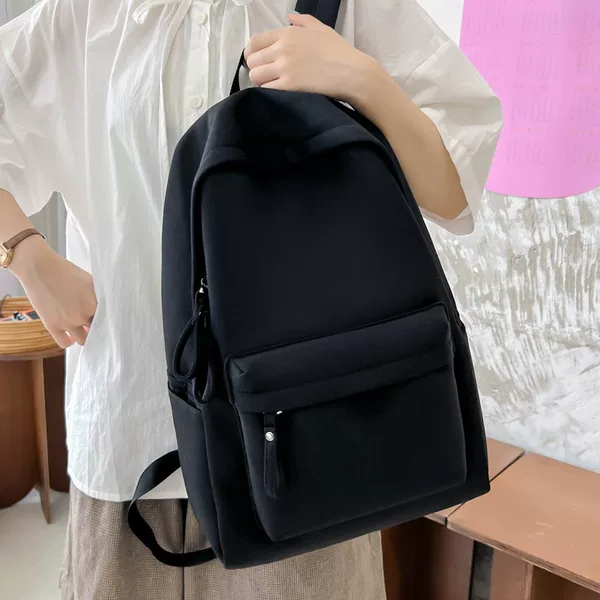New Simple Ultra-Light Black and White Checkerboard Canvas Bag Women's Large Capacity Backpack Primary and Secondary School Students School Bag Wholesale