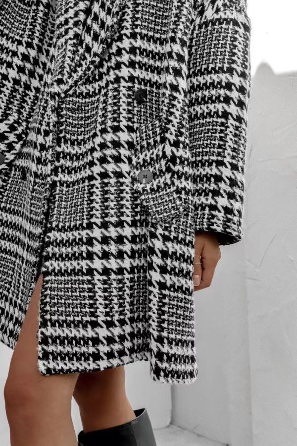 Women's Autumn Winter Woolen Plaid Coat Thickened Warm Overcoat_voghion.com