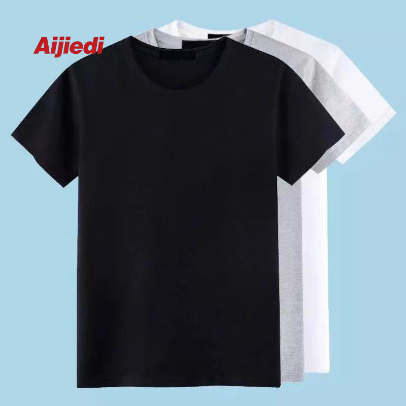 Half-Sleeve Black All-White Men's Pure Short-Sleeve Simple T-Shirt Pure White Plain Solid Color Summer All-Black Half-Sleeve Black All-White Men's Pure Short-Sleeve Simple T-Shirt Pure White Plain Solid Color Summer All-Black