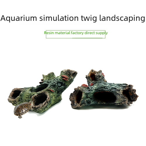 Aquarium Fish Tank Small Branch Landscape Decoration Resin Crafts Artificial Ornament Direct Manufacturer Sale Reptile Hideout Hole
