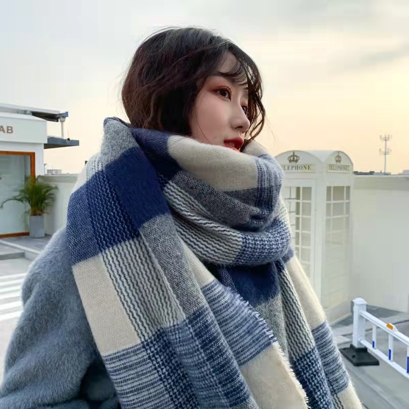 Women's Casual Streetwear Korean Style Plaid Imitation Cashmere Scarf display picture 5