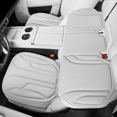 High-End Anti-Stain Leather Car Seat Cushions, Four Seasons Pad - off-white-3-piece-set-front-and-rear-seat-cushions-luxurious-anti-fouling-leather-latex-cotton-core-not-tired-after-sitting-for-a-long-time